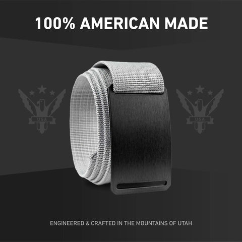 Heavy Duty Tactical Nylon Belt With Aluminum Buckle For Men And Women Adjustable Everyday Carry Belt For Work Golf EDC Hiking And Casual Wear Made In The USA Medium 32 To 34 Titanium on display