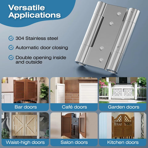 Ranbo 3-inch stainless steel double-spring hinge with integrated tension adjustment.