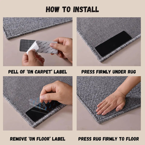 16 Pack Anti Slip Rug Tape Double Sided Carpet Grip For Hardwood Floors And Tiles Prevents Slipping Curling And Bunching