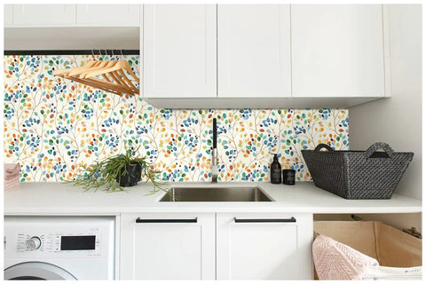 Peel And Stick Floral Wallpaper For Nursery Decor Removable Contact Paper In Colorful Forest Beige Orange Blue No Mess Easy Renters