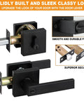 Matte Black Front Door Lock Set Three Pack With Single Cylinder Deadbolt And Keyed Entry Lever shown in various angles