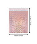 Rose Pink Holographic Padded Mailers 25x30cm Self Seal Waterproof Shipping Bags 10 Pack with bubble texture