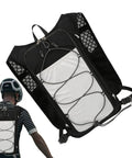 Go To Hydration Vest For Runners And Hikers with breathable mesh, lightweight design, cyclist wearing ergonomic comfort fit.