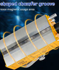 Permanent magnetic lifter with release, 440 lb (200 kg) capacity, yellow housing and aluminum lifting plate.
