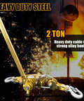 2 Ton Come Along Cable Winch Puller Heavy Duty Hand Puller With 2 Hooks 4400 Lbs Rated Capacity Double Metal Gear Ratchet