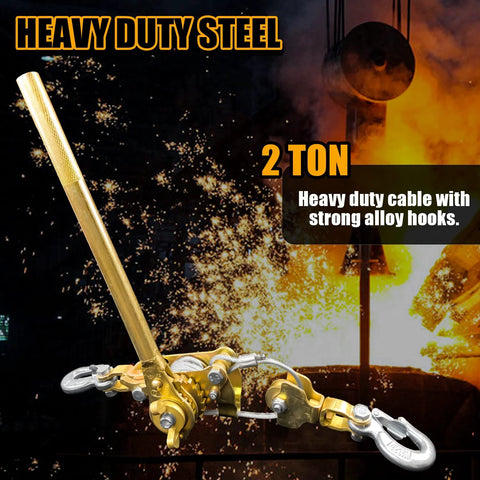 2 Ton Come Along Cable Winch Puller Heavy Duty Hand Puller With 2 Hooks 4400 Lbs Rated Capacity Double Metal Gear Ratchet