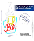 Neon Bar Sign For Home Bar With Adjustable Brightness LED Beer Sign USB Powered Wall Decor dimensions and details.