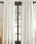 Heavy Duty Black Matte Curtain Rods Three Quarters Inch Adjustable 36 To 88 Inches Square Finials in modern living room