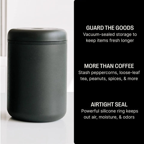 Airtight Vacuum Coffee Bean Canister Twists To Suck Out Stale Air Keep Your Daily Java Hella Fresh 1.2 Liter Airtight Storage Jar Sleek Black Finish Stash Whole Beans Peppercorns And Spices Lock In Flavor