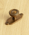 Top Notch Heavy Duty Solid Zinc Cabinet Knobs With Vintage Oval Beaded Back Plates Antique Brass Finish Six Pack For Kitchen Cabinets And Bathroom Vanities Lookin Sharp And Slick, close-up of antique brass knob