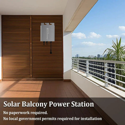 Balcony with installed 700W Grid Tie Micro Inverter With MPPT Pure Sine Wave Output For Home Solar System Auto 110V Or 220V AC, DC 26 To 46V PV Input, Suitable For 36V Panels And Small Solar Power Setup