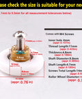 Close-up of 4 Pcs Shower Door Rollers Runners Wheels 19mm Replacement Part with dimensions and stainless steel screw details visible.
