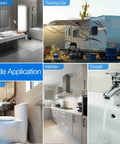 Wide application of 2 Pack Solid Brass Straight Stop Valves Quick Connect Shut Off Fittings in bathroom, kitchen, and toilet.