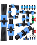 16mm Drip Tape Connectors Kit For Garden Tubing Barbed Locking Fittings Tee Elbow End Plug Shut Off Adapters Set