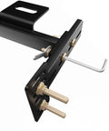 Built Tough Adjustable Headboard Brackets For Metal Bed Frame With Heavy Duty Footboard Extension Bolts No Sweat Install close-up view of matte black bracket with bolts.