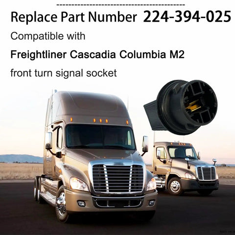 2 Pack Front Turn Signal Bulb Sockets Replaces 224-394-025 For Freightliner Cascadia M2 Columbia Headlight Turn Signal Socket Fits 4157NA 3157NA Bulbs black plastic and metal
