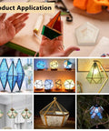 Solid Wood 3D Glass Soldering Jig With Traditional Pentagon Form For Stained Glass And Succulent Displays, showing various glass craft applications.