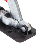 Close-up of Heavy Duty Push Pull Toggle Clamp For Welding Setup And Quick Fixing Fixture Shop Grade Durable Iron And Plastic Construction