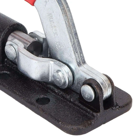 Close-up of Heavy Duty Push Pull Toggle Clamp For Welding And Assembly, iron base and latch detail