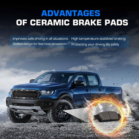 Ceramic brake pads set for front and rear, 8-piece automotive replacement