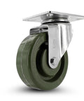 High Temperature Plate Mount Caster With Four Inch Epoxy Resin Wheel And Zinc Plated Steel Yoke Five Sixteenth Inch Precision Bearing