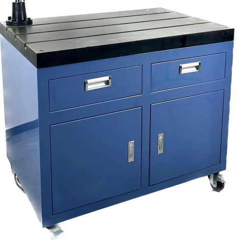Heavy Duty Rolling Tap Machine Workbench Built Like A Tank With Smooth Universal Wheels And Handy Drawer Storage blue workstation with drawers