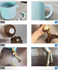 5 Minute Quick Cure Epoxy Glue For Tile Metal Ceramics Plastic And Wood Diy Friendly repair results on mug, vase, figurine leg.