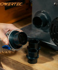 Person connecting 4 In 1 Modular Step Dust Collector Hose Adapters Kit For Shop Vac Versatile Fittings to a dust collector unit.