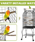 Straight Up Natural Wood Bird Perch Stand Set Five Piece Untreated Branches For Bird Cages, showcasing installation in birdcage.