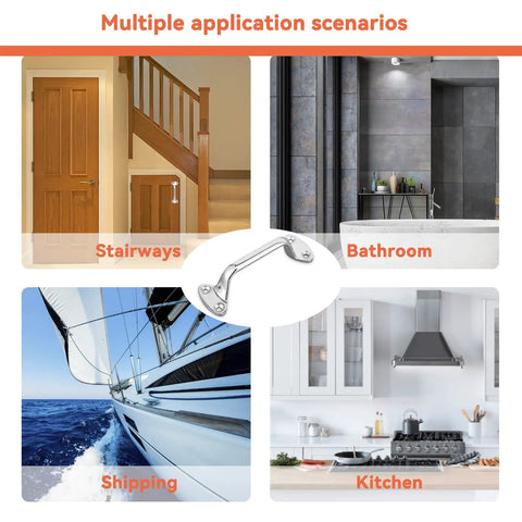 Rock Solid 6Inch Stainless Steel Bath Grab Bar in stairway, bathroom, kitchen, and ship applications, durable and heavy duty.