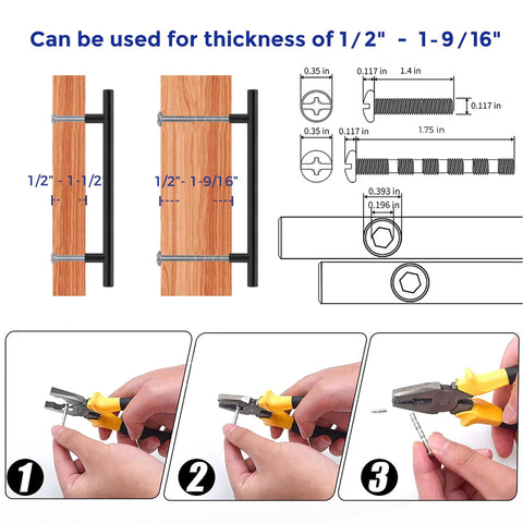 Installation guide for 30 Pack Matte Black Cabinet Handles And Dresser Pulls 8 13/16 Inch Length With 6 1/4 Inch Center To Center Holes