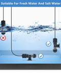 Go-To Betta And Small Fish Tank Heater With Bright Led Digital Screen and Easy Turn Knob for Compact Freshwater or Marine Bowls up to Five Gallons showing installation suitability.