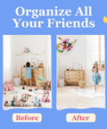 Two Pack Dope Stuffed Animal Hammock Net For Corner Storage holding plush toys, room tidy with plushie organizer before and after