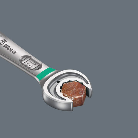 Joker Ratcheting Combination Wrench 8 X 144 mm With Secure Jaw Plate Double Hex Geometry And Anti Slip Limit Stop in silver