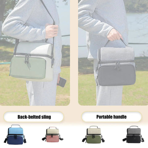 Spill Proof Insulated Cooler Backpack With Hella Tough Oxford Fabric And Multiple Compartments Keeps Your Grub Ice Cold During Beach And Camping Adventures, shown in green and gray options.
