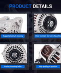 Detailed view of 80 Amp 12V Alternator For 2006 To 2014 Toyota Yaris With 4 Groove Pulley Plug And Play Clockwise Rotation Replacement Part.