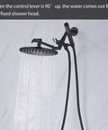 Beefy All Metal Dual Shower Head System With 8 Inch Rainfall Shower Head in use, matte black finish