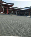 Traditional courtyard paved with patterned tiles similar to 14.5 Inch Square Cement Paver Mold for Concrete Stepping Stones.