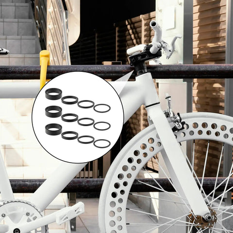 Twelve Piece Aluminum Alloy Bike Stem Spacers Set For One And One Eighth Inch Headset Spacers Four Sizes 2mm 3mm 5mm 10mm