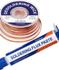 Desoldering Wick Braid And Solder Flux Paste No Clean For Electronics Repair On PCBs Soldering And Rework Tool Set 10Ft Wick 10cc Paste