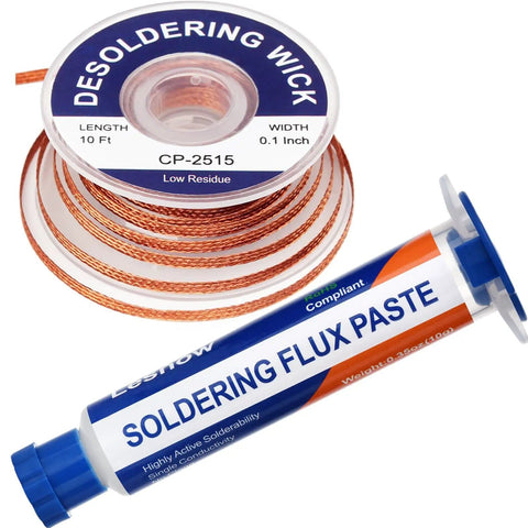 Desoldering Wick Braid And Solder Flux Paste No Clean For Electronics Repair On PCBs Soldering And Rework Tool Set 10Ft Wick 10cc Paste