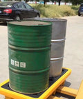 Heavy Duty 2 Drum Spill Containment Platform With Grating, Stackable Modular Spill Pallet, yellow and black, outdoor use