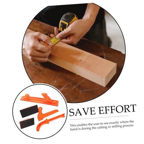 Woodworker measuring wood with Table Saw Push Block And Push Stick Set For Woodworking With Soft Rubber Pads Easy To Use Router Tool