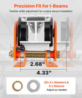 Heavy Duty Electric Hoist Trolley Workhorse 1 Ton Capacity with 2.68-4.33 inch adjustable I-beam flange width detail