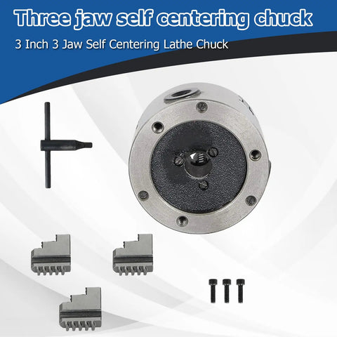 K11-80 3 Inch 3 Jaw Self Centering Lathe Chuck for CNC Drilling Milling Machine with hardened steel jaws and tools