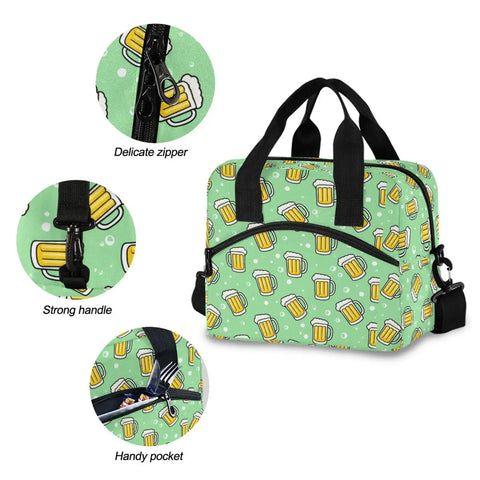 Leakproof 10L Insulated Cooler Lunch Bag That Keeps Drinks Cold All Day with 300D Oxford fabric, showing zipper, handle, pocket.