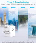 Six In One UK Travel Plug Adapter With Three Outlets And Three USB Ports Two USB C Ports Fast Charge For USA To England