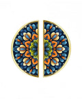 Dark Gradient Floral Mandala Cabinet Handles 2 Pack, 3 Inch Hole Center Semicircle Drawer Pulls, Solid Zinc Alloy Hardware