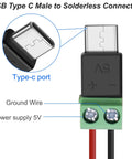 USB Type C Solderless Connector Screw Terminal Adapter USB C Male To 2 Pin Terminal Block 5V Power Output close-up view