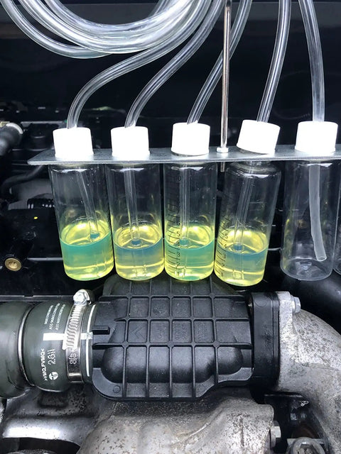 Diesel Injector Flow Meter Diagnostic Kit For 6 Cylinder Engines, Leak Off Test on 4 clear measuring tubes